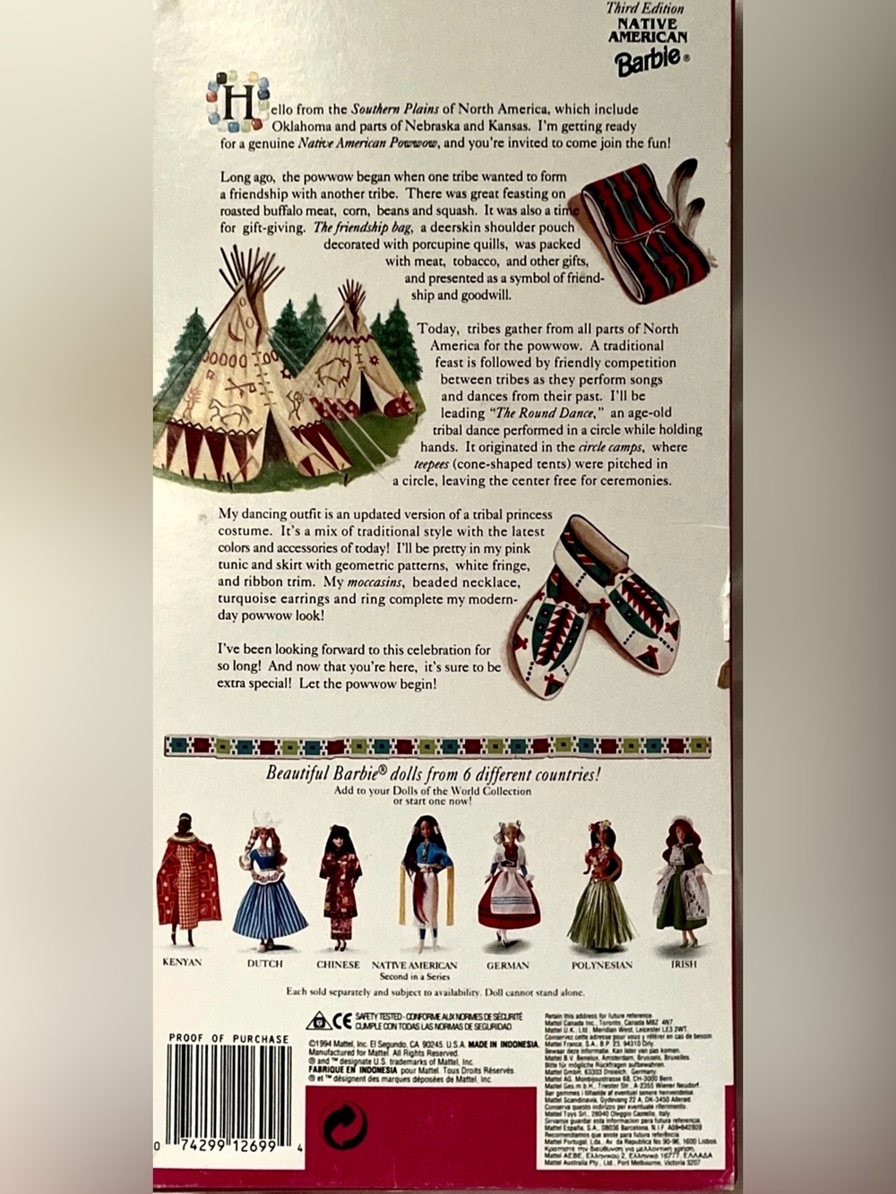 Barbie Vintage 1994 Third Ed. Native American World Collection, Box Wear 1 Owner - Picture 3 of 10